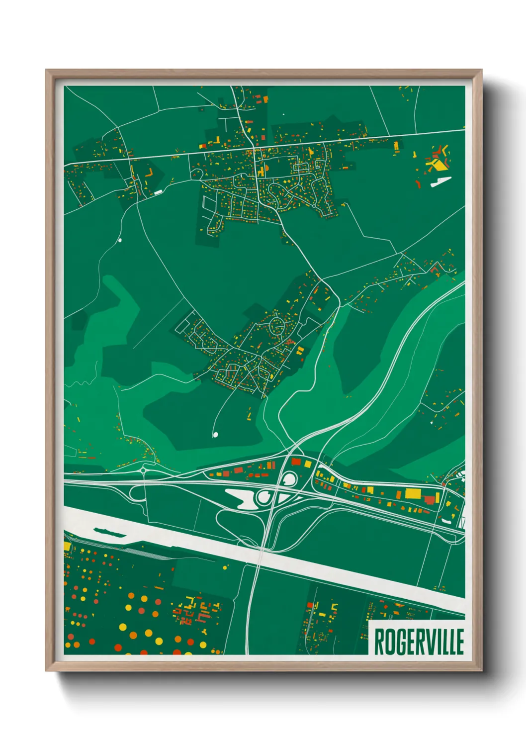 Une affiche de carte sur Rogerville