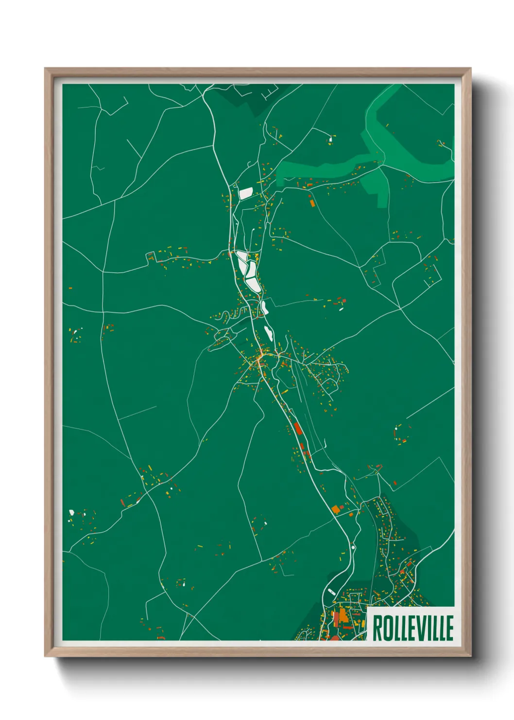 Une affiche de carte sur Rolleville