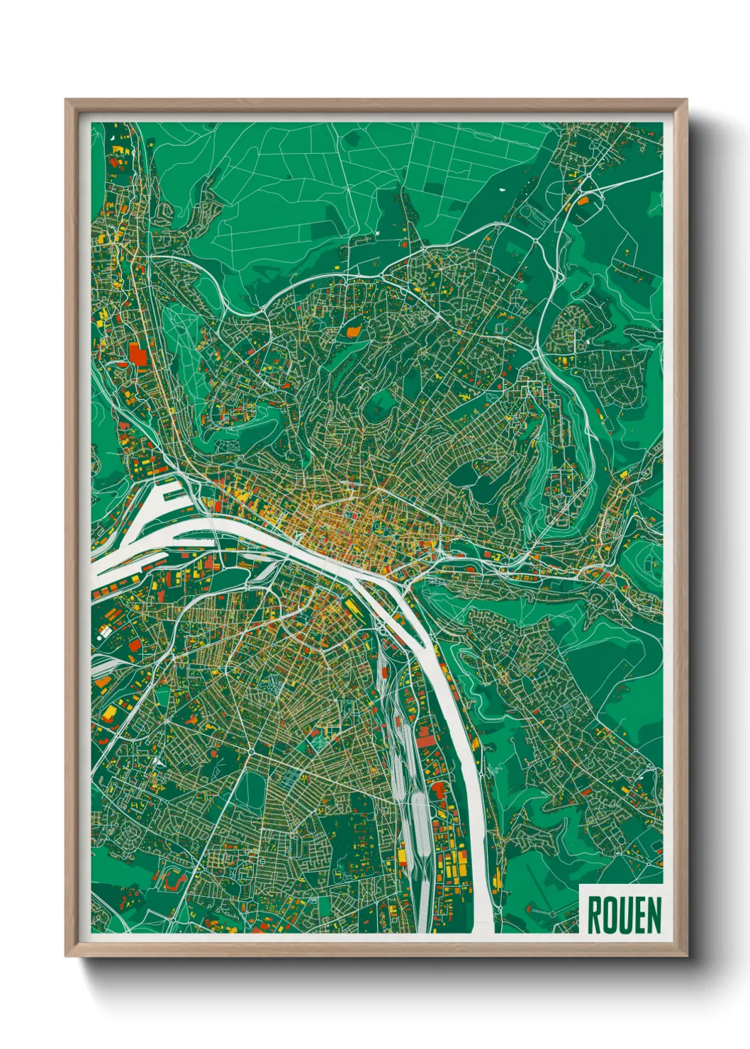 Une affiche de carte sur Rouen