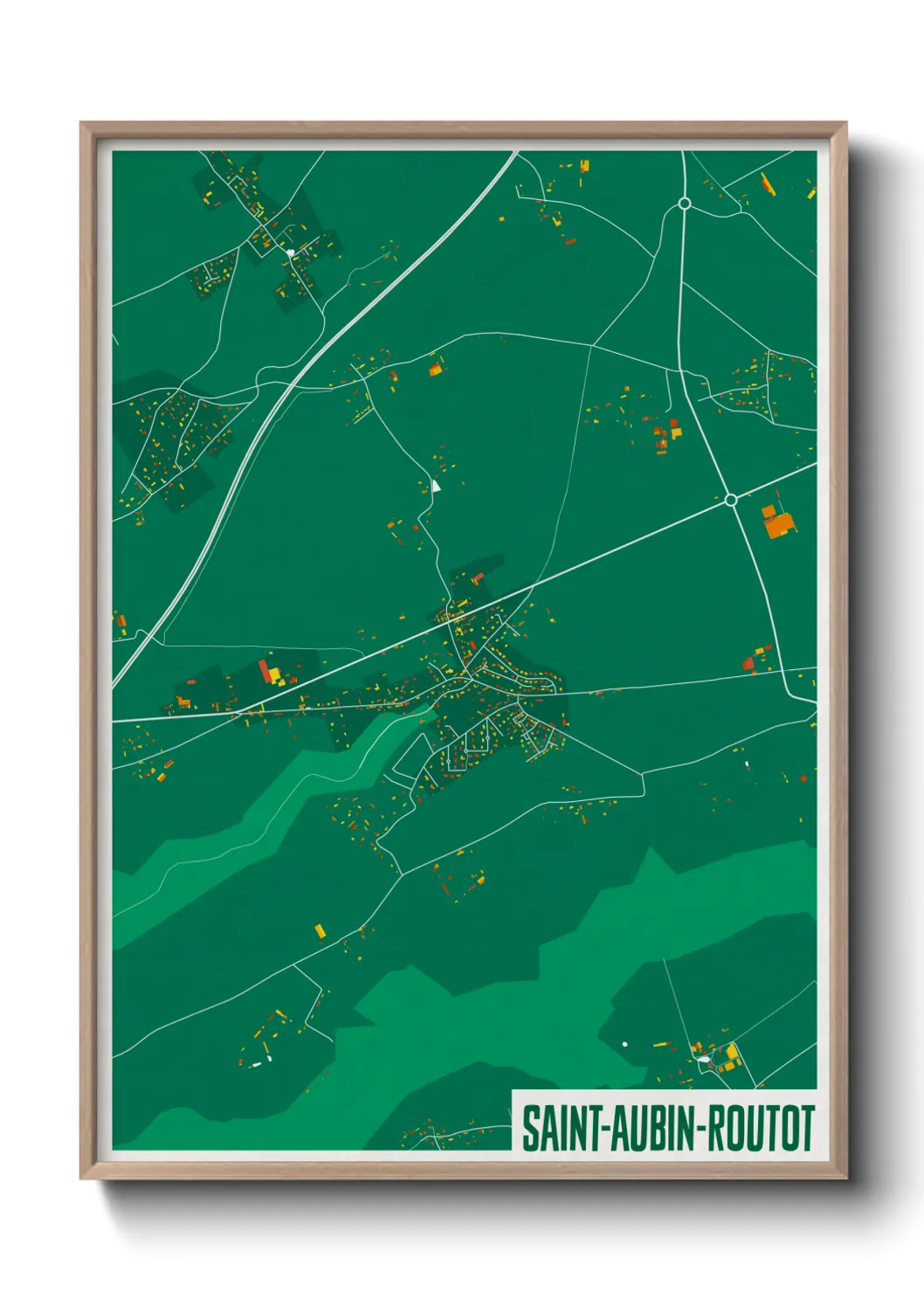 Une affiche de carte sur Saint-Aubin-Routot