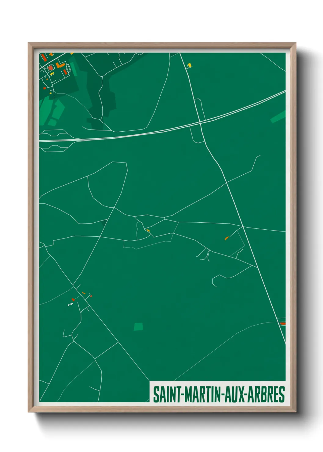 Une affiche de carte sur Saint-Martin-aux-Arbres