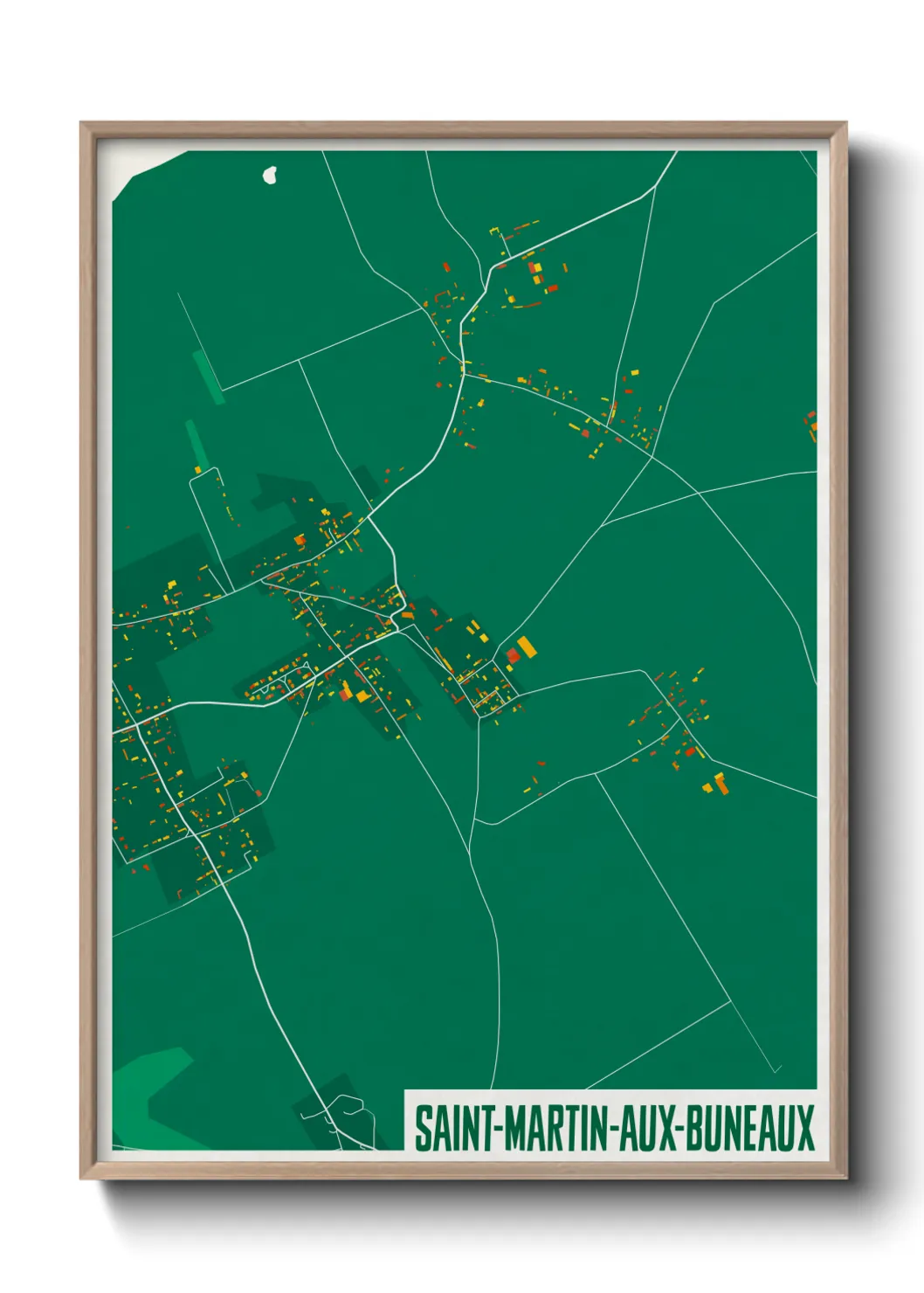 Une affiche de carte sur Saint-Martin-aux-Buneaux