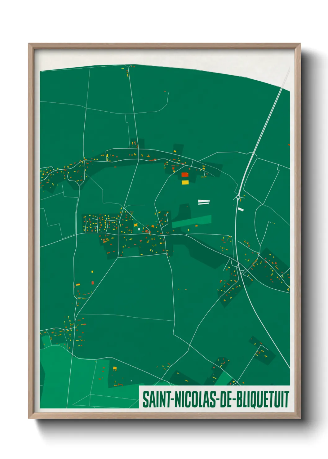 Une affiche de carte sur Saint-Nicolas-de-Bliquetuit