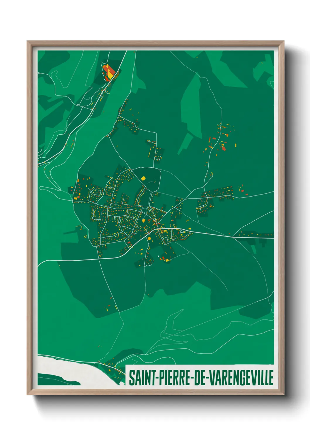 Une affiche de carte sur Saint-Pierre-de-Varengeville