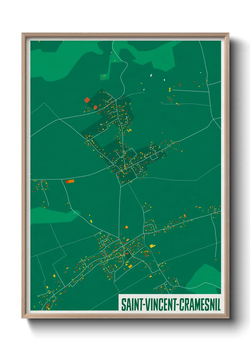 Une affiche de carte sur Saint-Vincent-Cramesnil