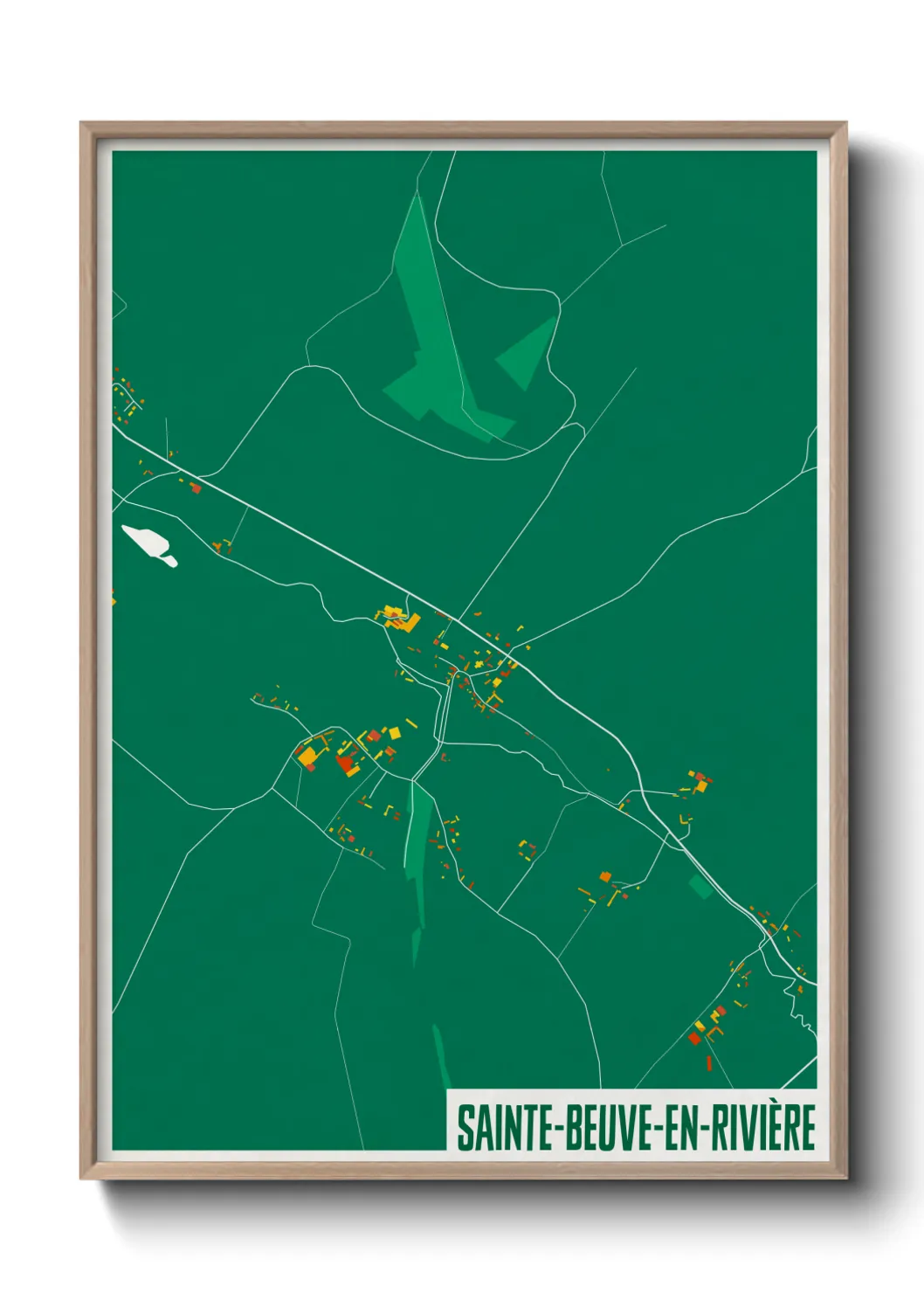 Une affiche de carte sur Sainte-Beuve-en-Rivière