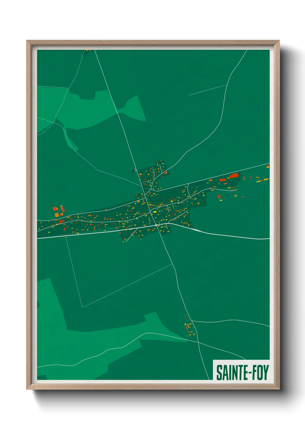 Une affiche de carte sur Sainte-Foy
