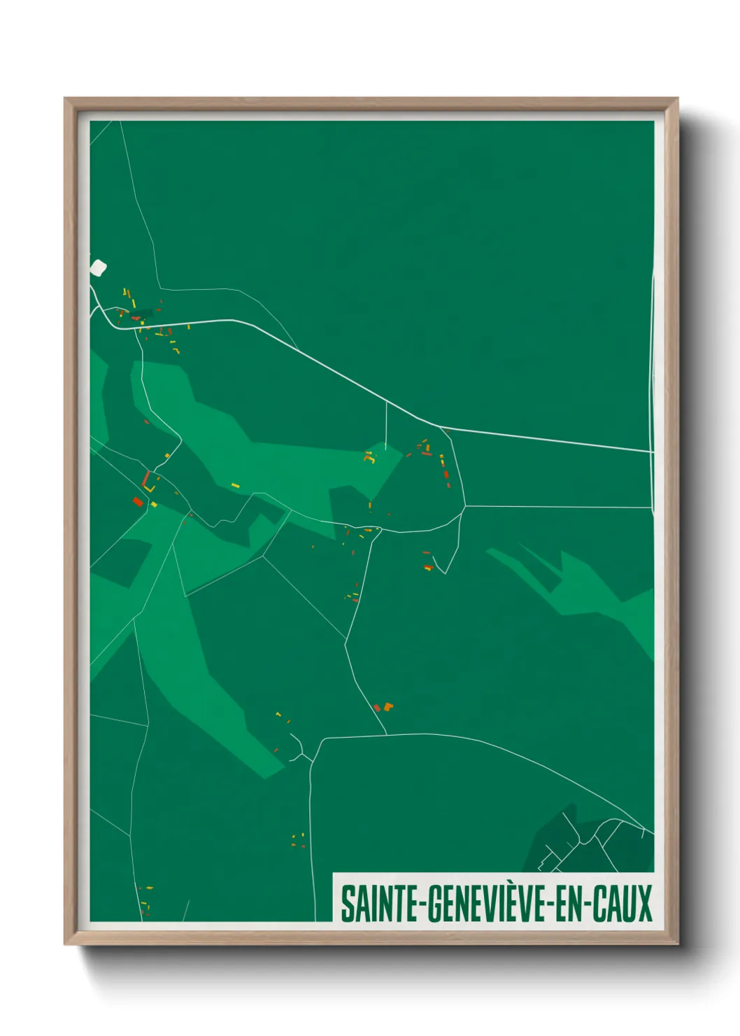 Une affiche de carte sur Sainte-Geneviève-en-Caux