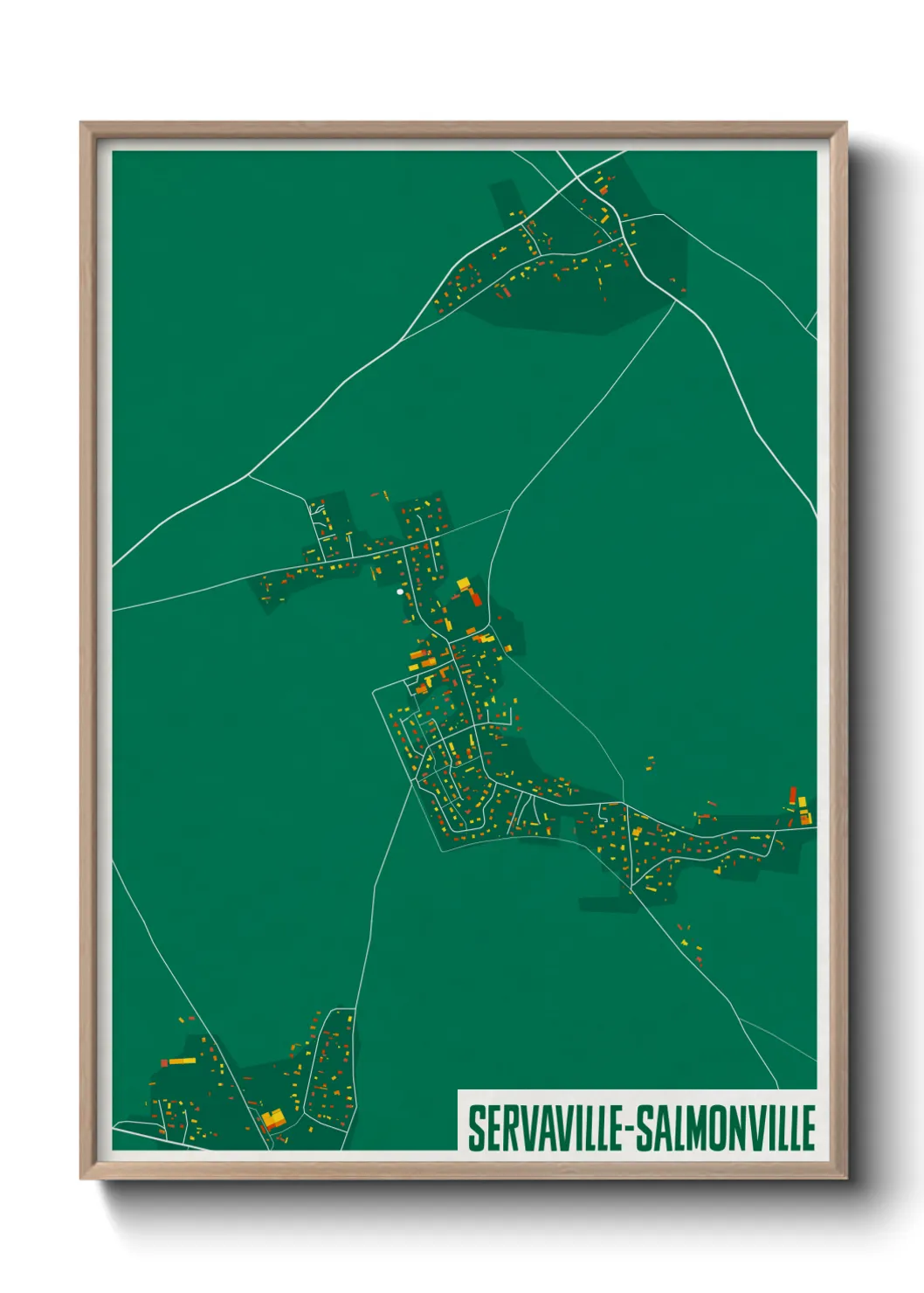 Une affiche de carte sur Servaville-Salmonville
