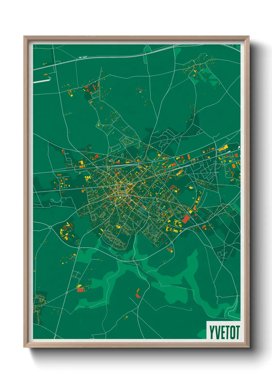 Une affiche de carte sur Yvetot