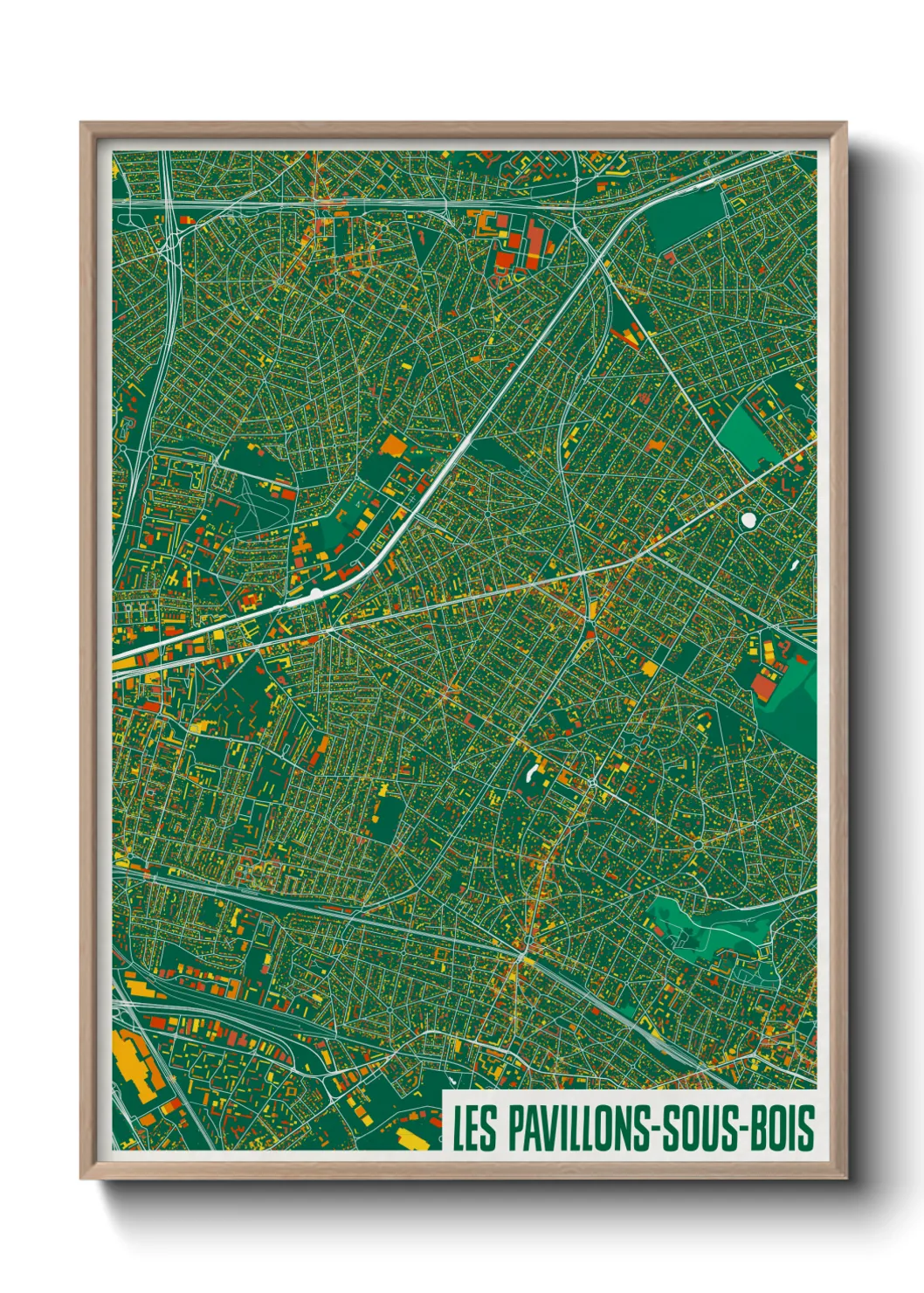 Une affiche de carte sur Les Pavillons-sous-Bois
