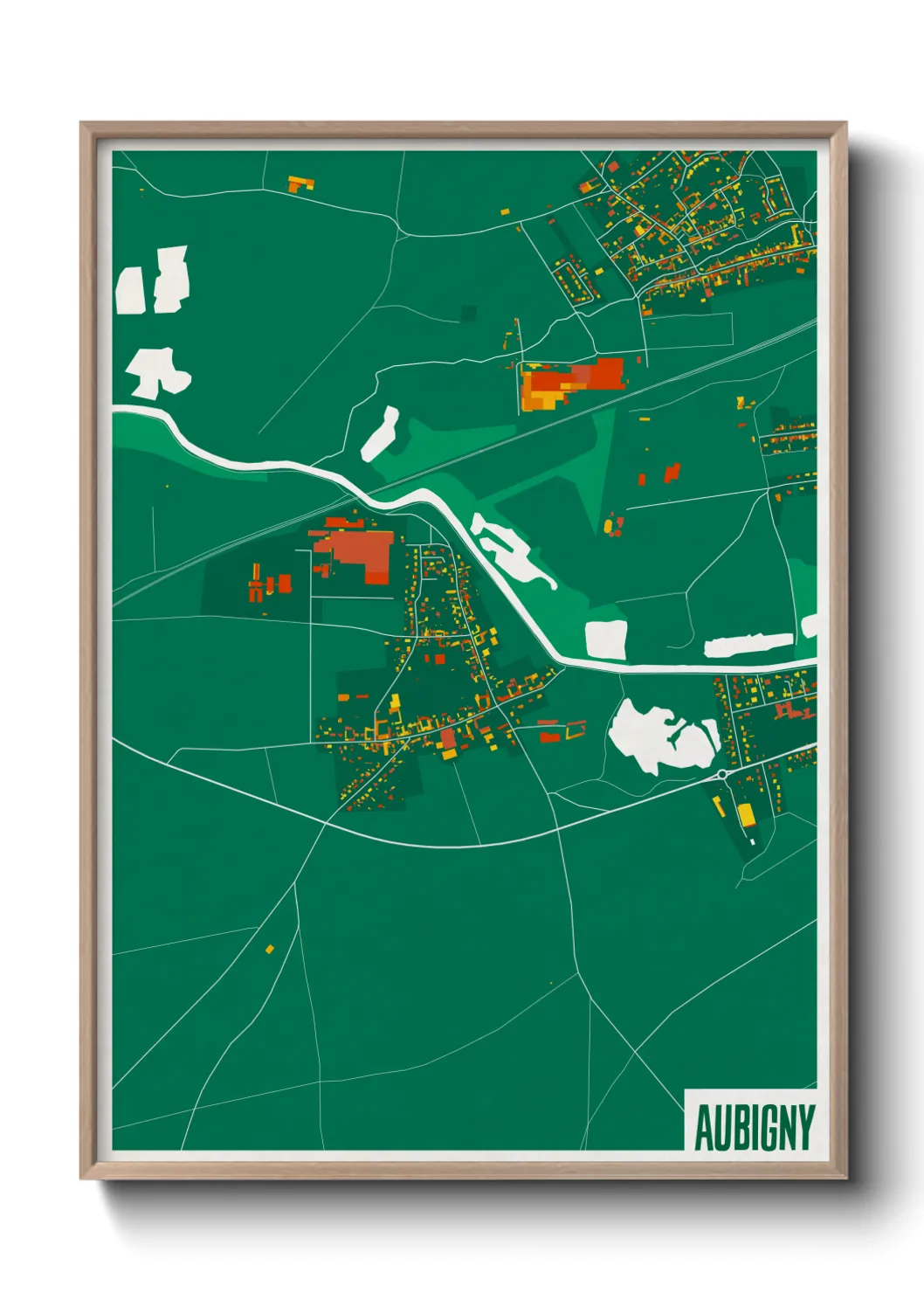 Une affiche de carte sur Aubigny