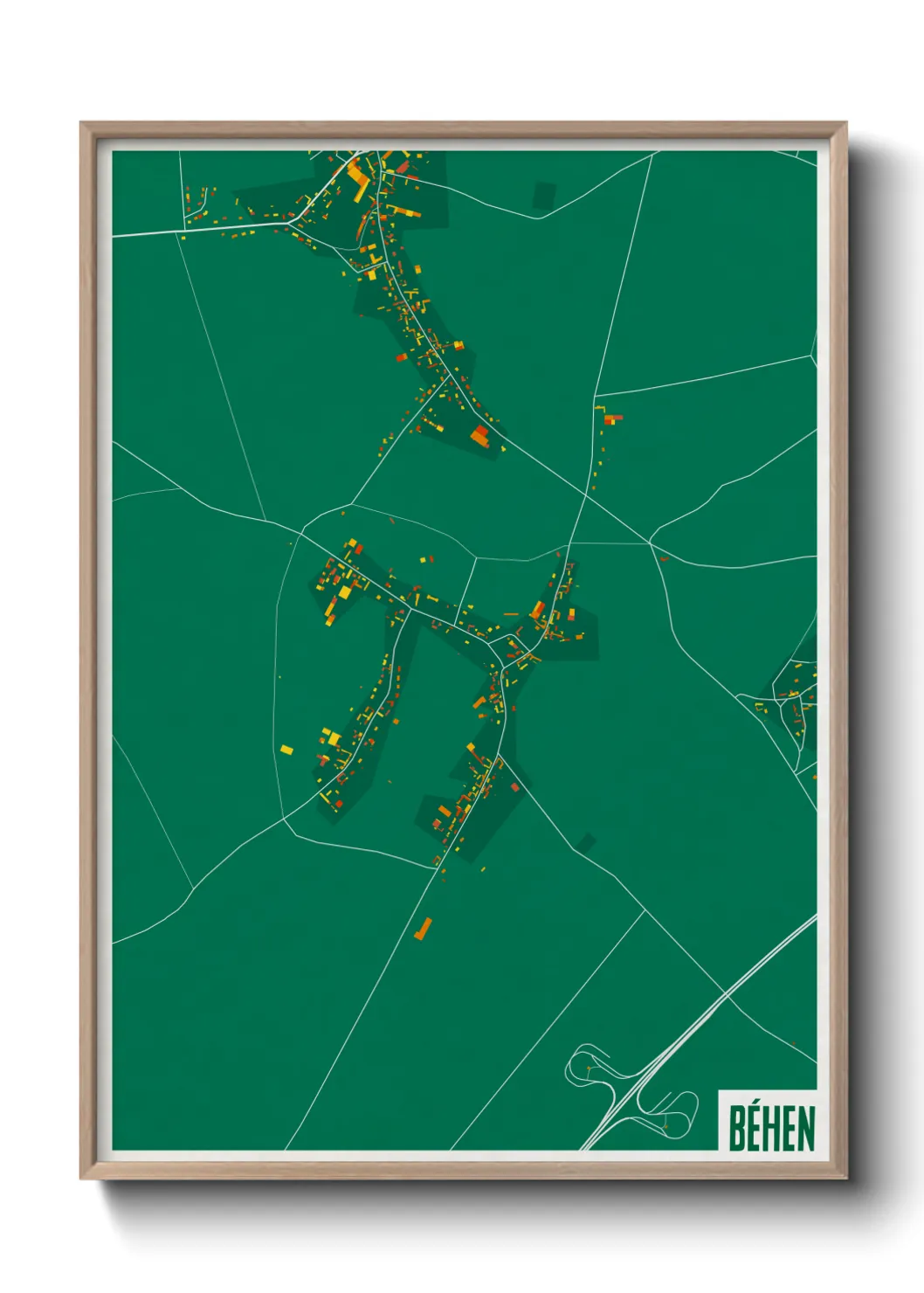 Une affiche de carte sur Béhen