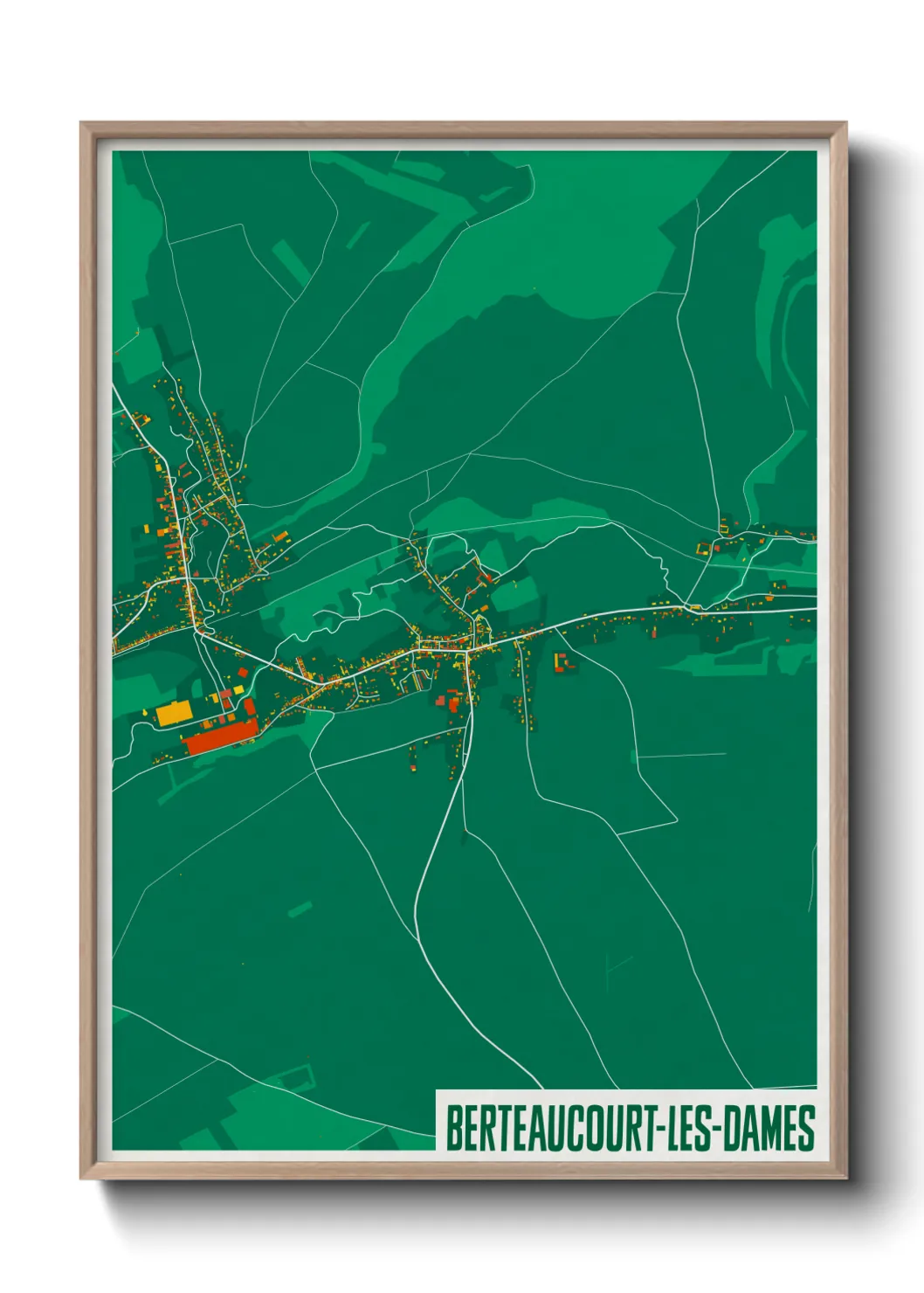 Une affiche de carte sur Berteaucourt-les-Dames