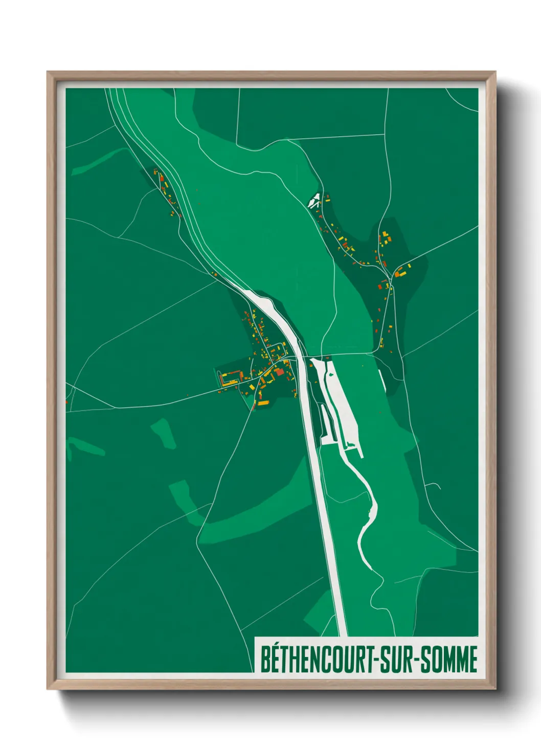 Une affiche de carte sur Béthencourt-sur-Somme