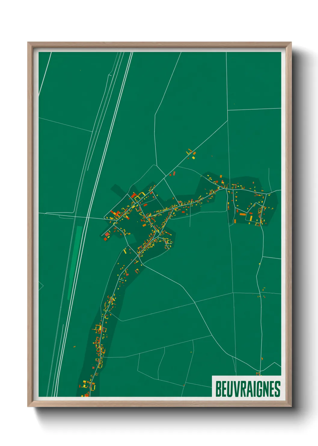 Une affiche de carte sur Beuvraignes