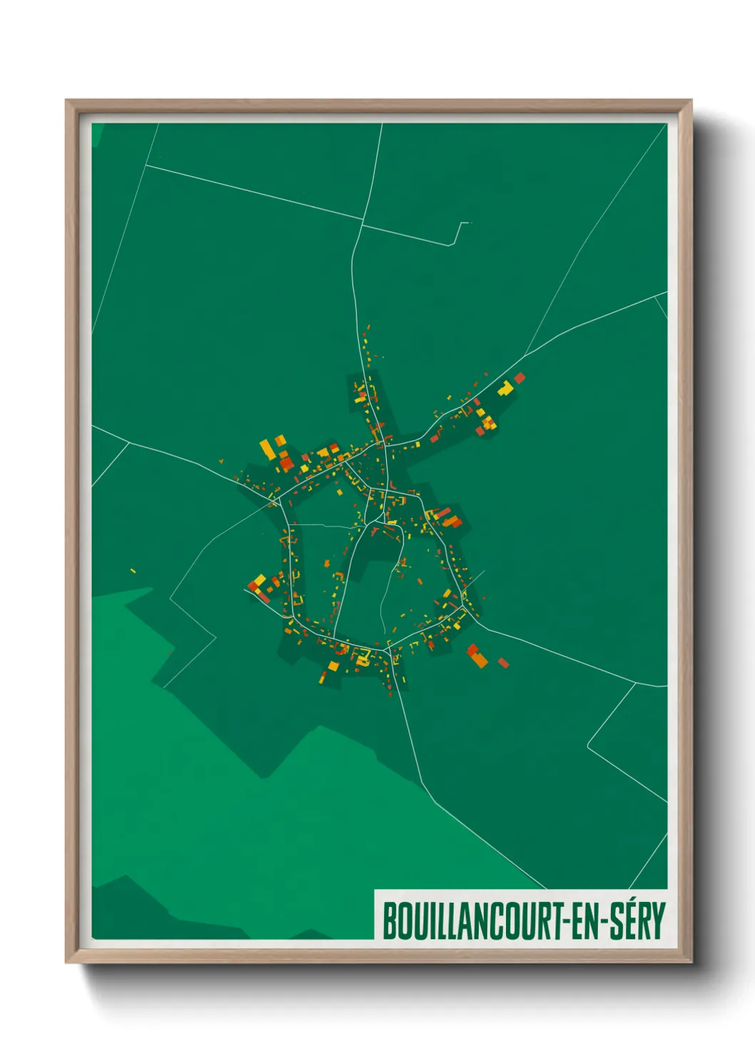Une affiche de carte sur Bouillancourt-en-Séry