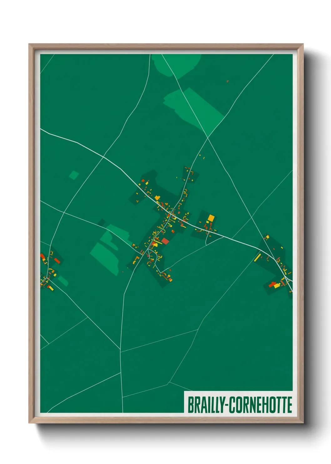 Une affiche de carte sur Brailly-Cornehotte