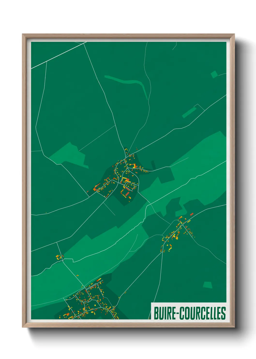 Une affiche de carte sur Buire-Courcelles