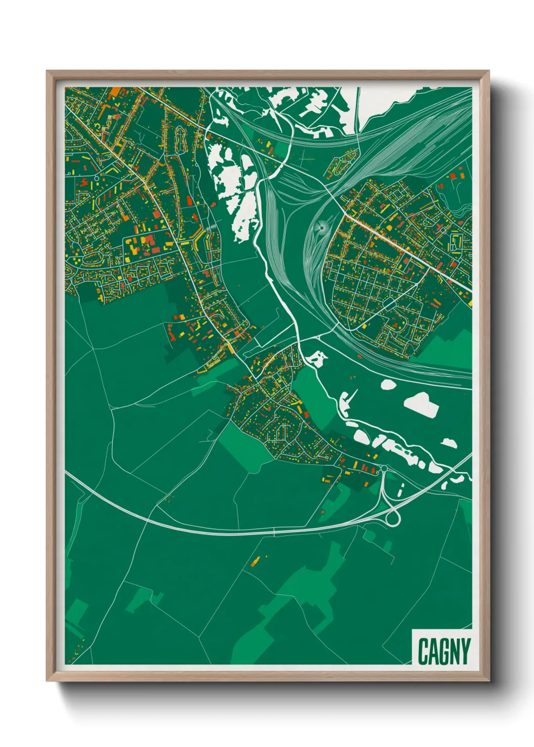 Une affiche de carte sur Cagny