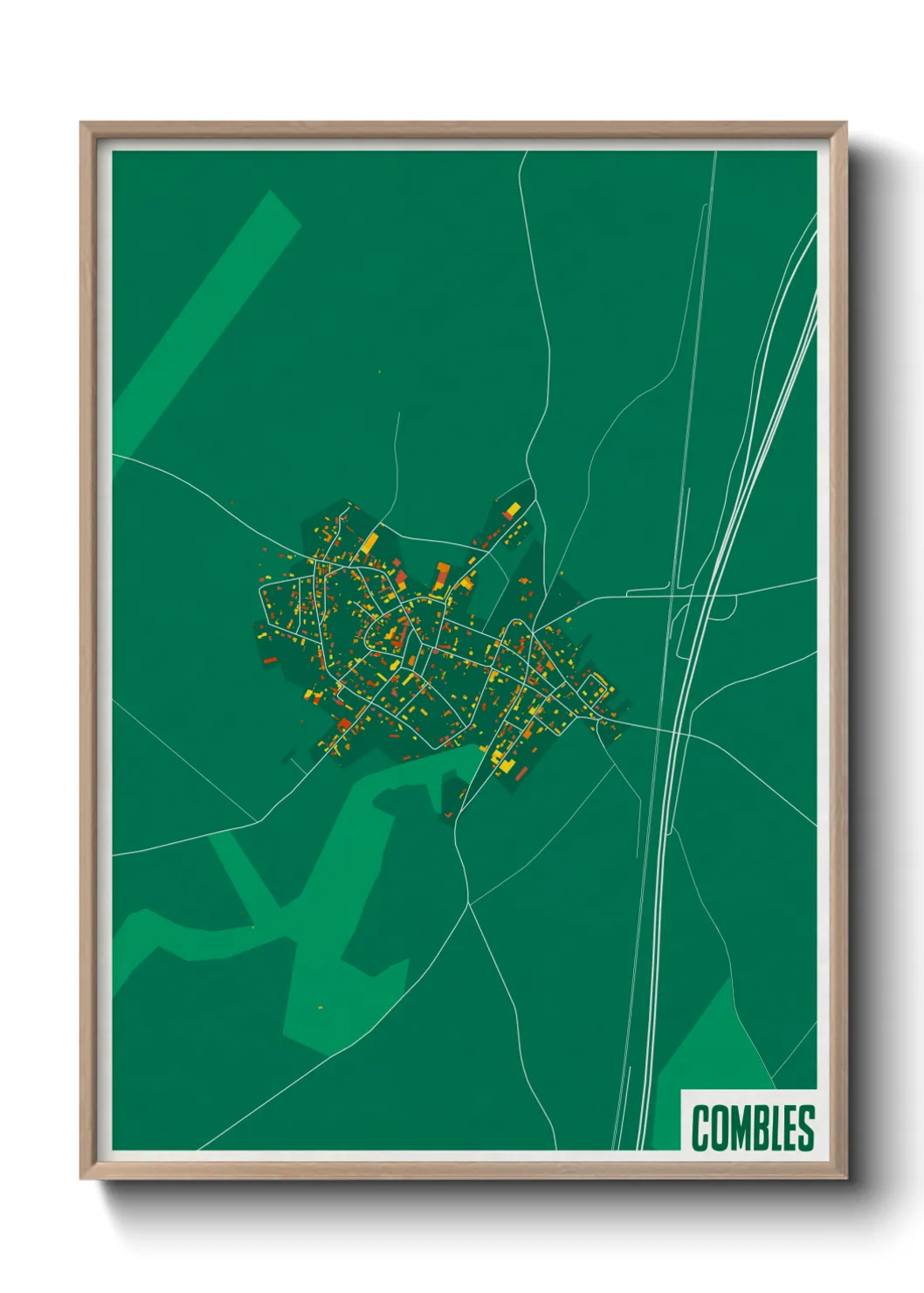 Une affiche de carte sur Combles