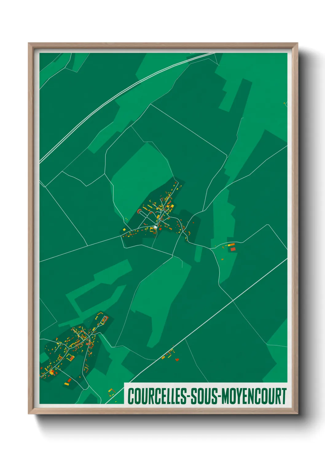 Une affiche de carte sur Courcelles-sous-Moyencourt