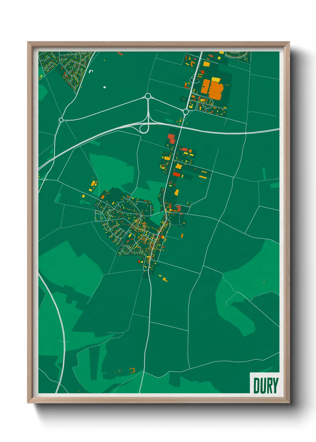 Une affiche de carte sur Dury