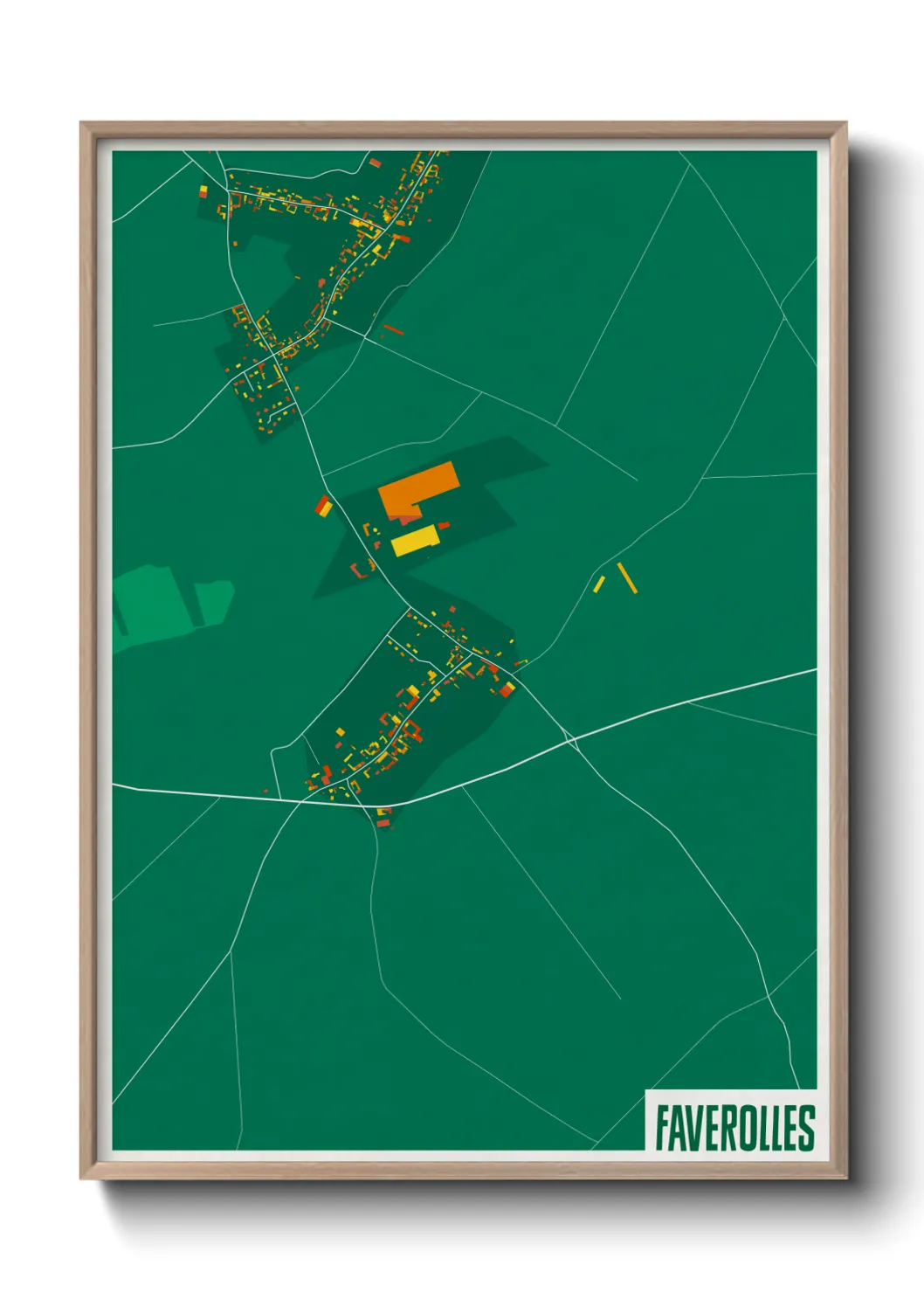 Une affiche de carte sur Faverolles