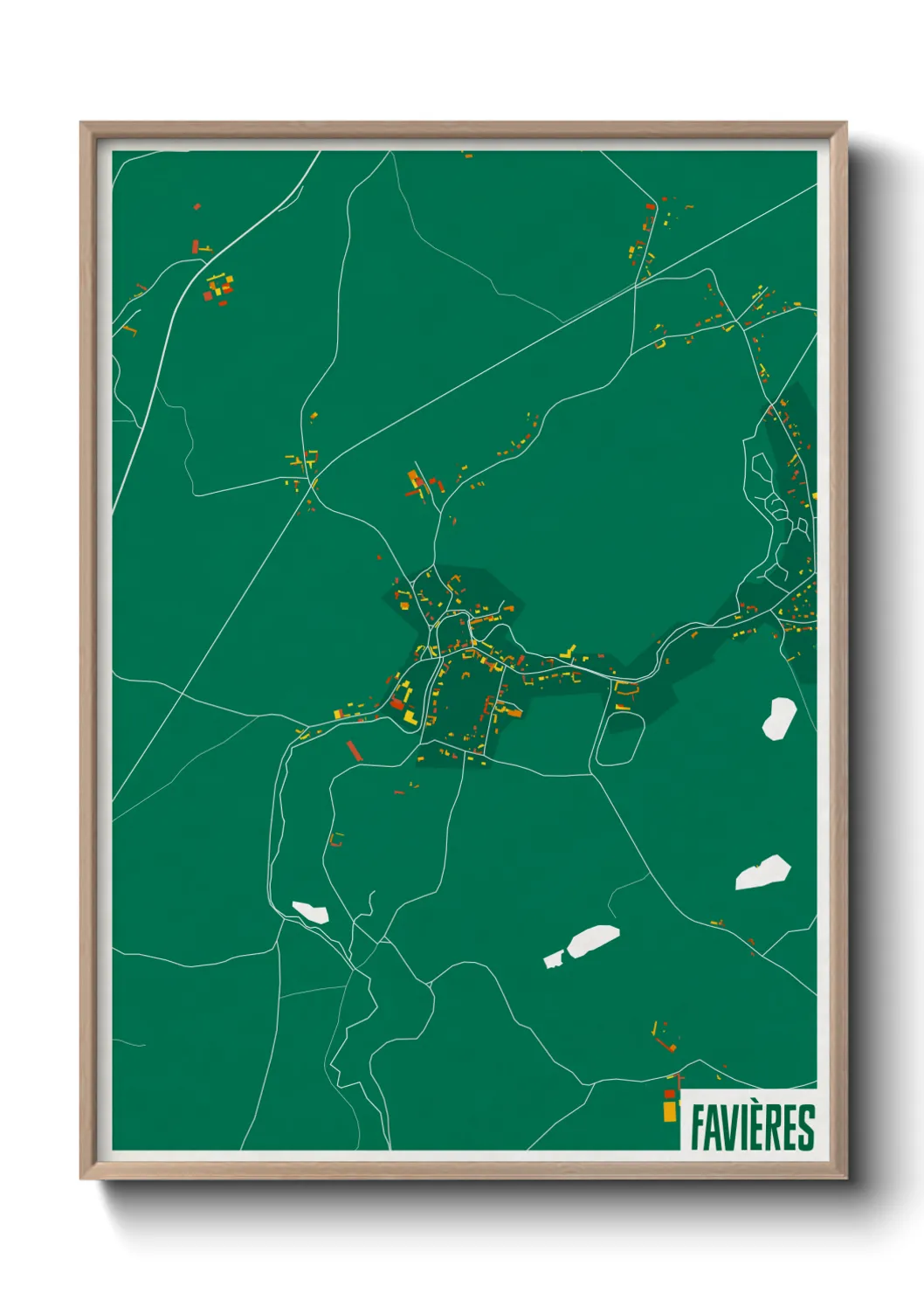 Une affiche de carte sur Favières