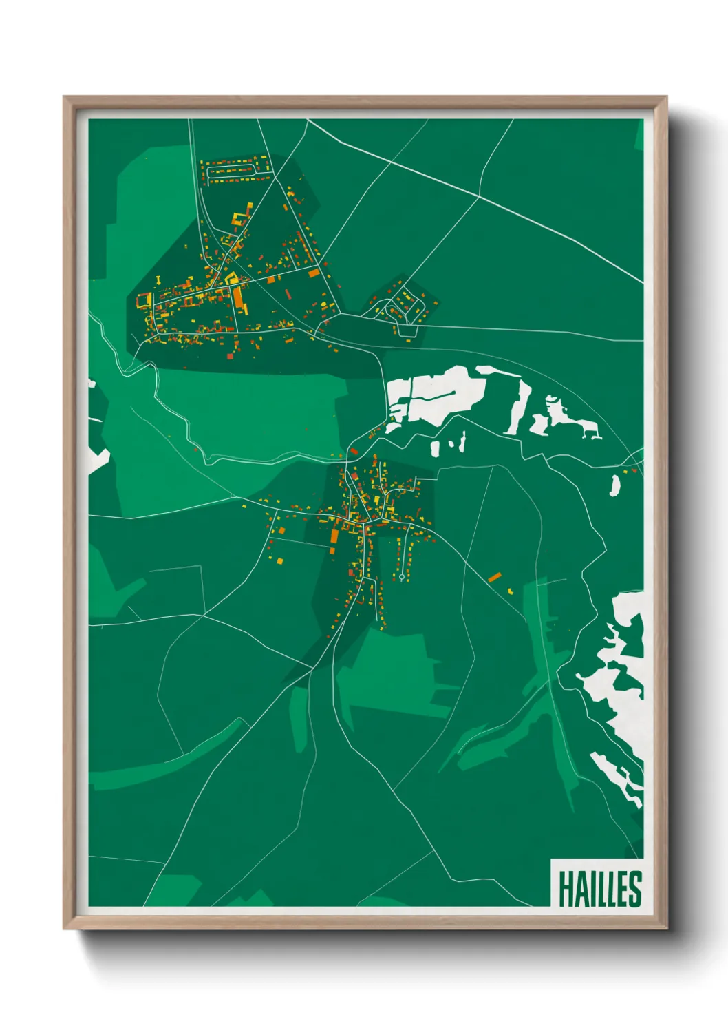 Une affiche de carte sur Hailles