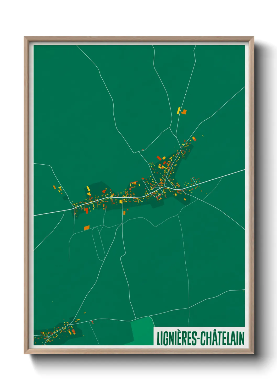 Une affiche de carte sur Lignières-Châtelain