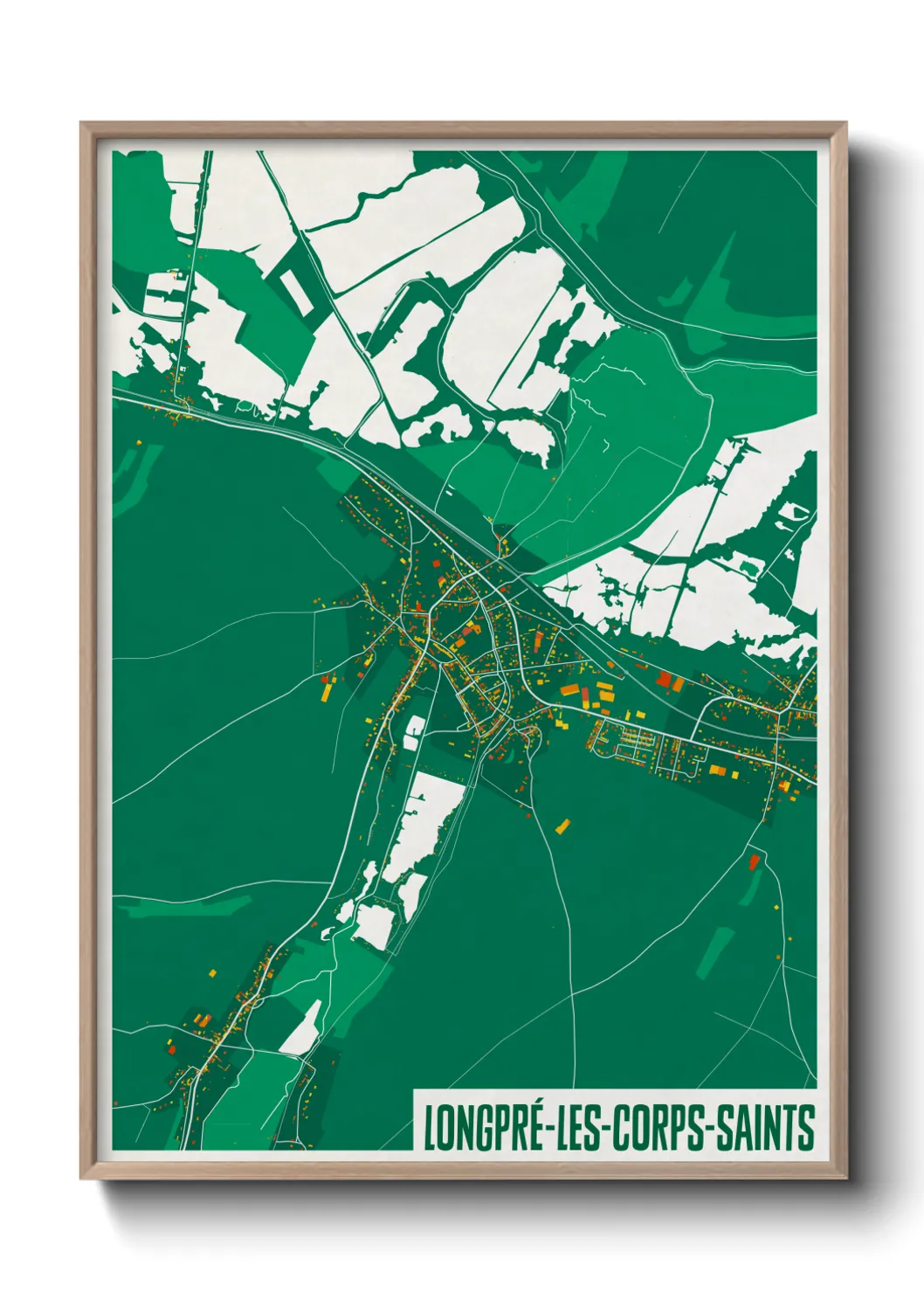 Une affiche de carte sur Longpré-les-Corps-Saints
