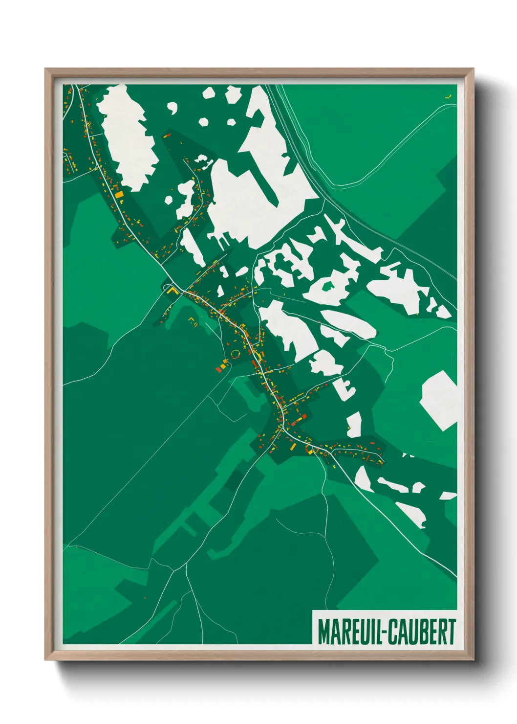 Une affiche de carte sur Mareuil-Caubert