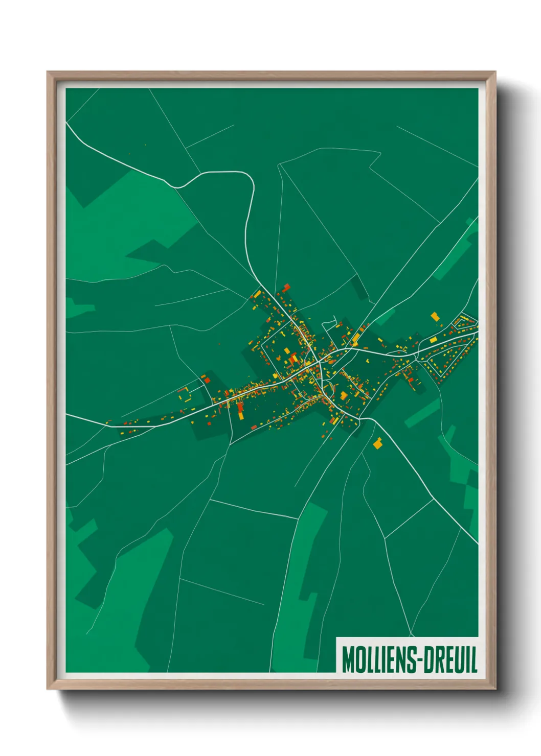 Une affiche de carte sur Molliens-Dreuil