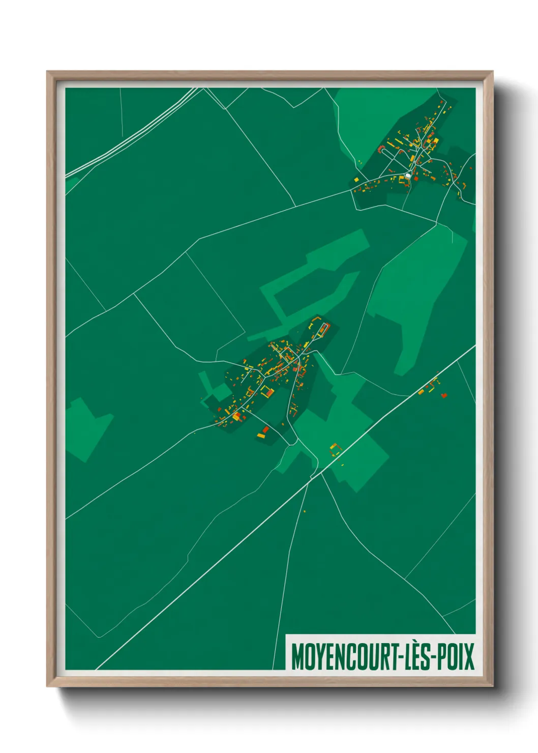 Une affiche de carte sur Moyencourt-lès-Poix