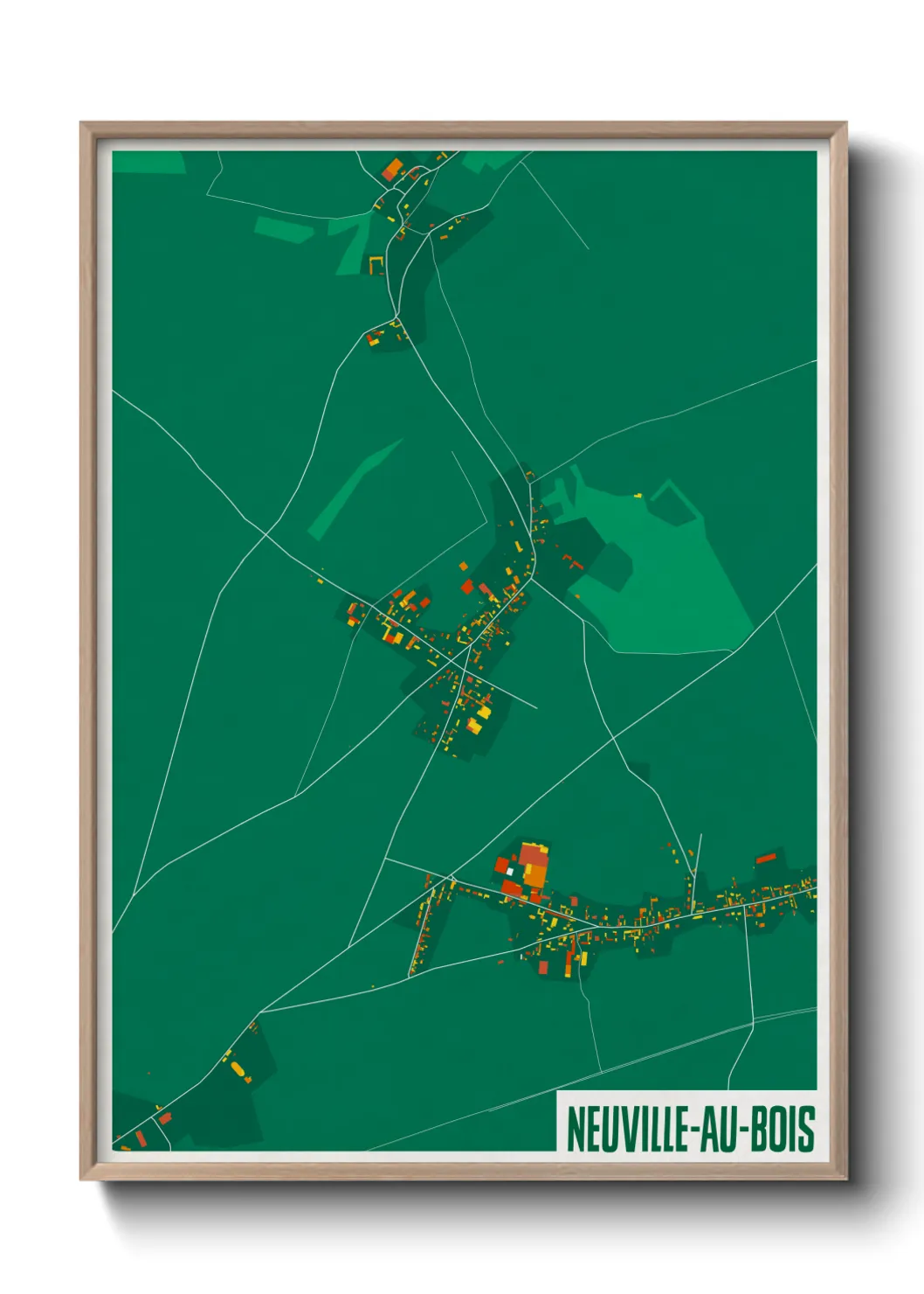 Une affiche de carte sur Neuville-au-Bois