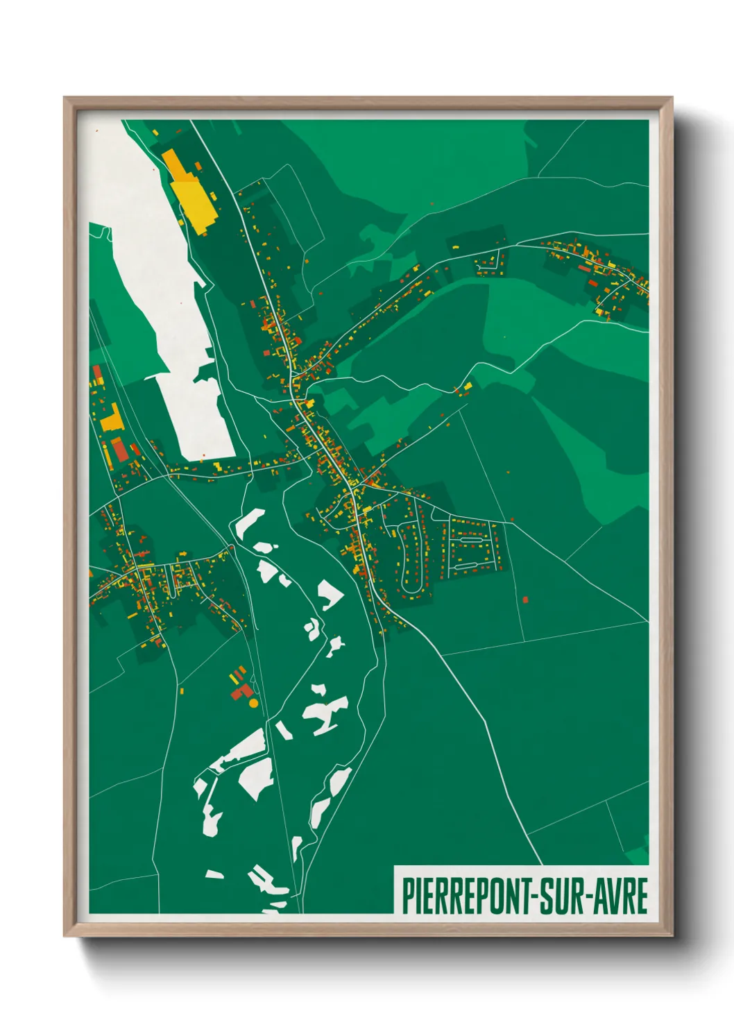 Une affiche de carte sur Pierrepont-sur-Avre