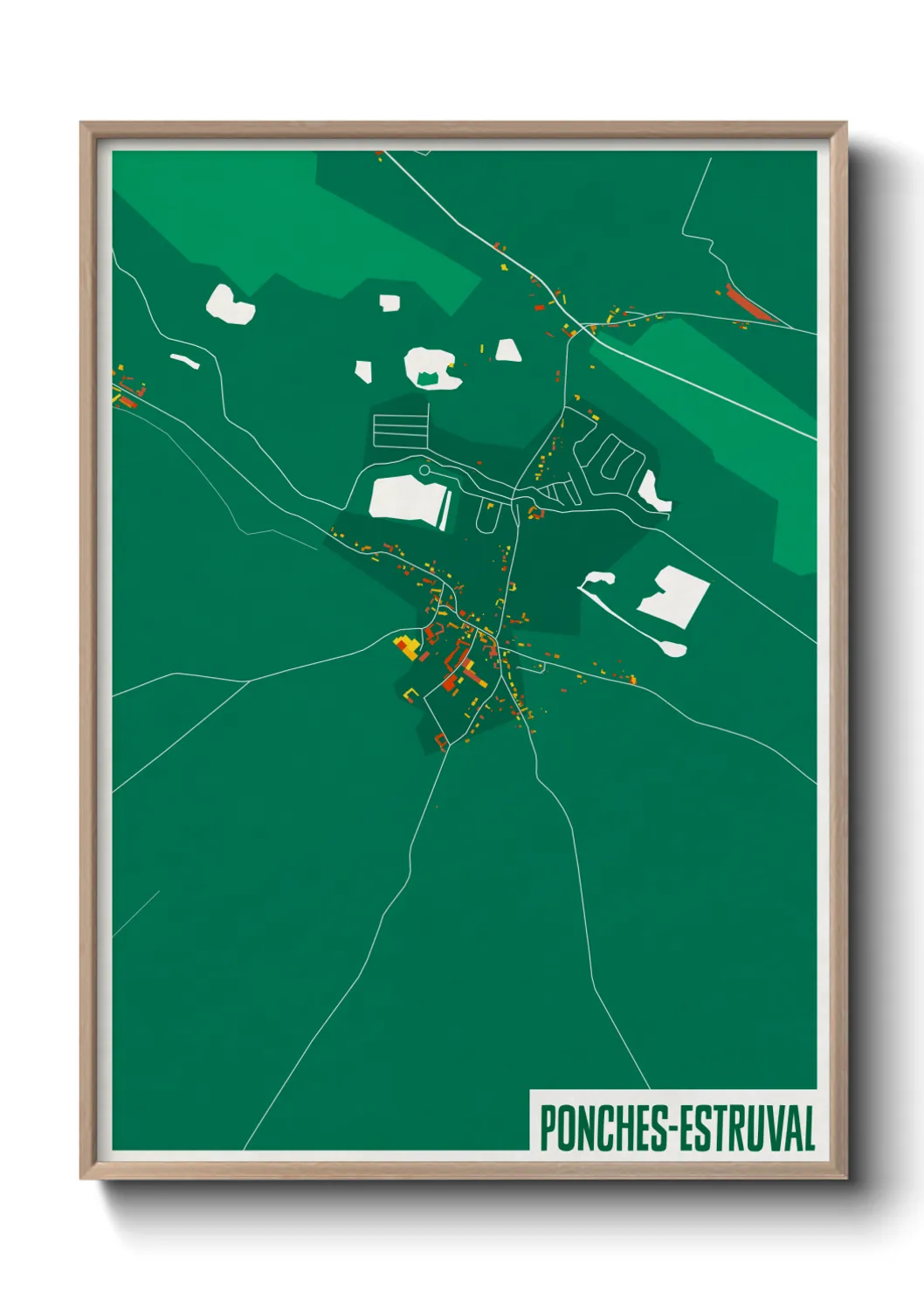 Une affiche de carte sur Ponches-Estruval