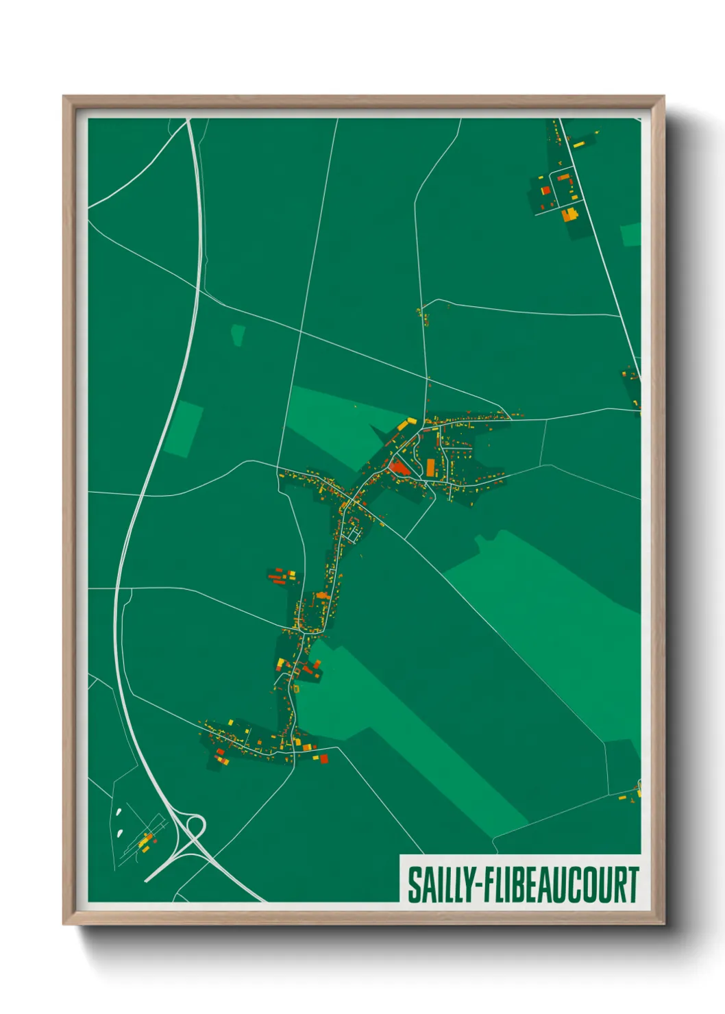 Une affiche de carte sur Sailly-Flibeaucourt