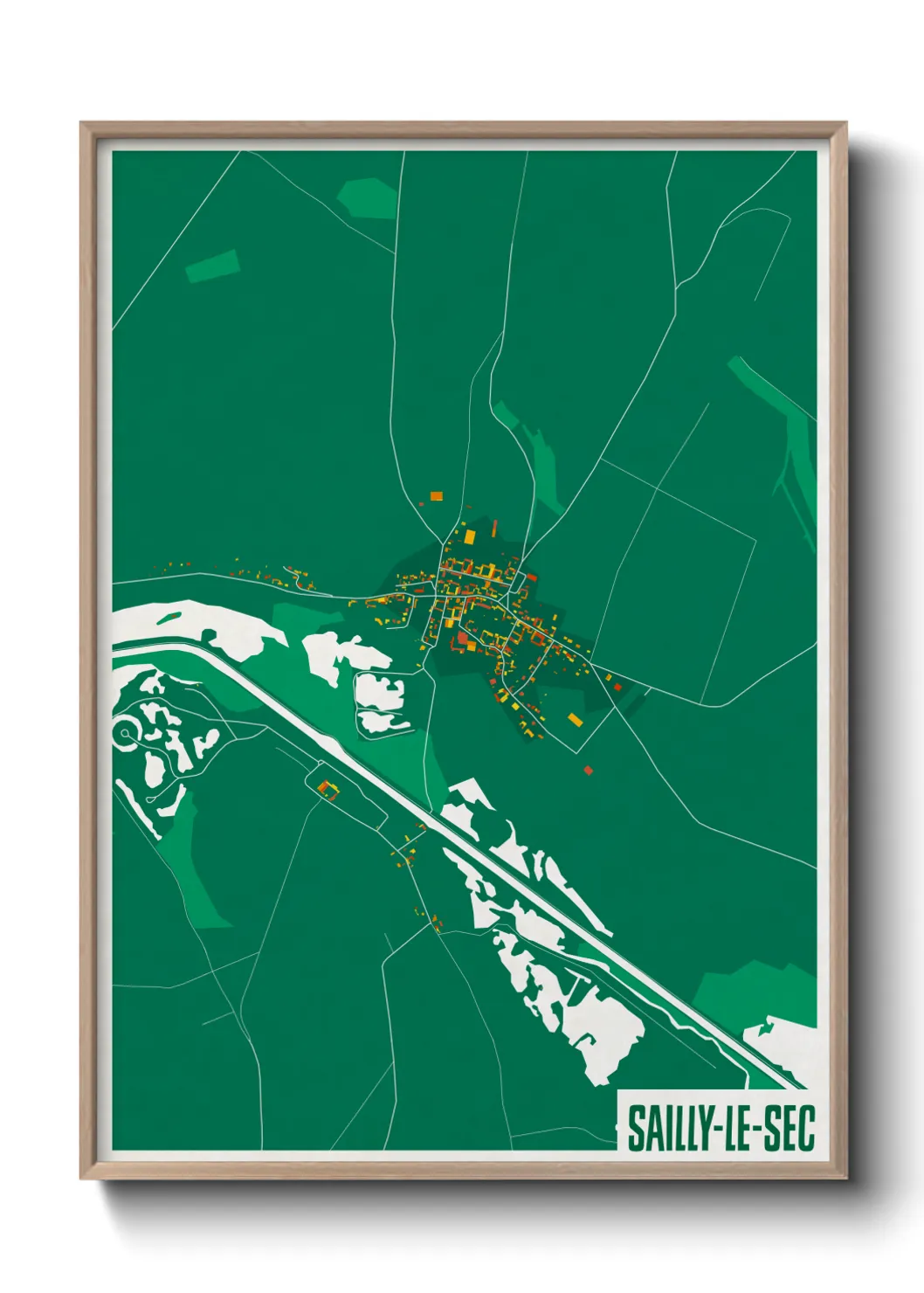 Une affiche de carte sur Sailly-le-Sec