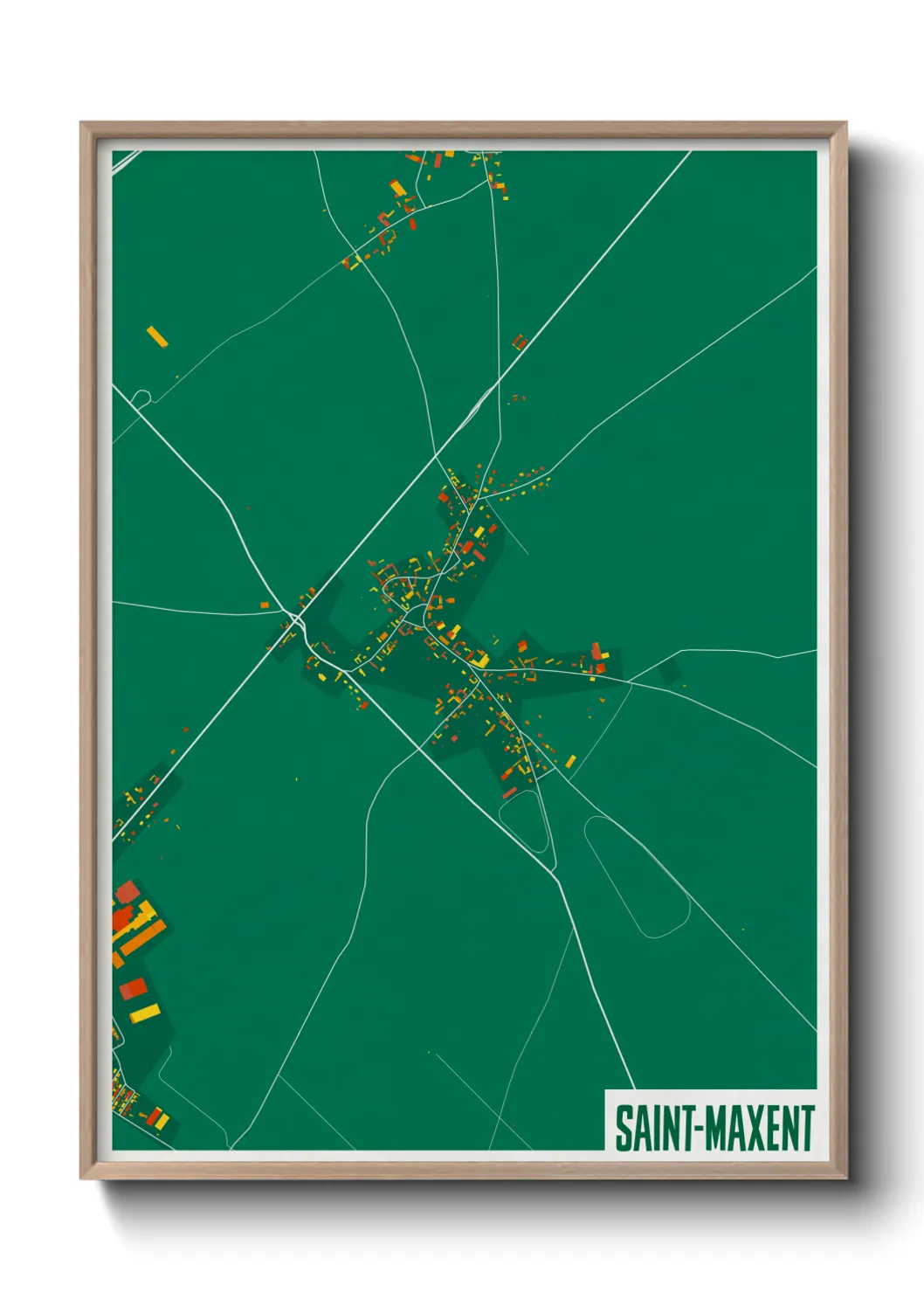 Une affiche de carte sur Saint-Maxent