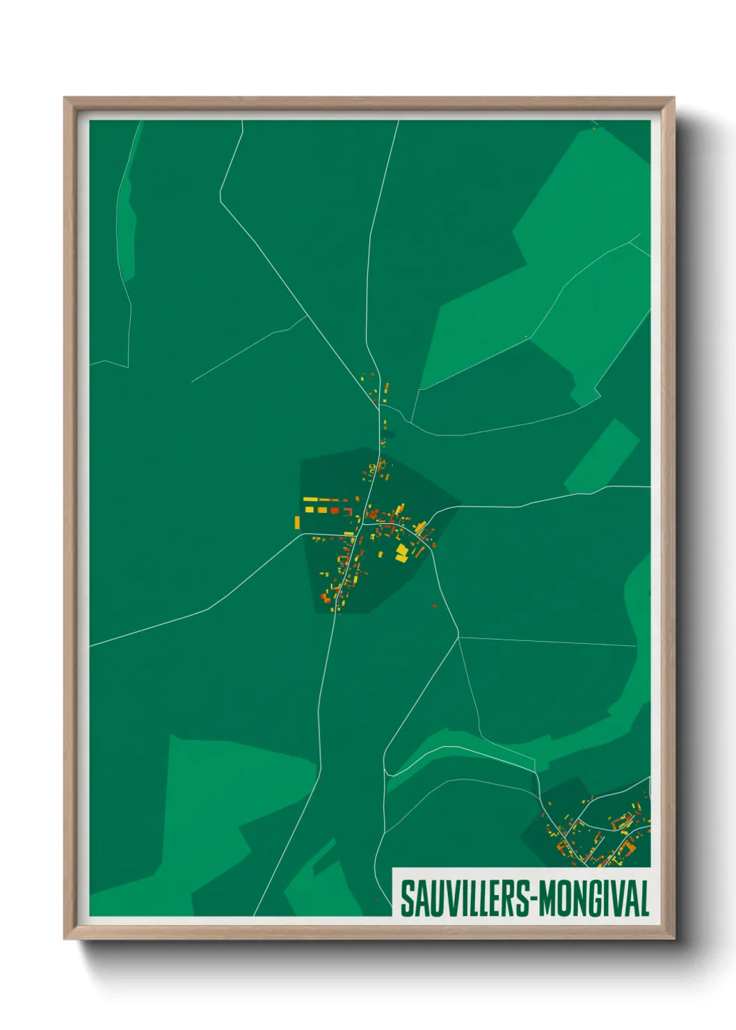 Une affiche de carte sur Sauvillers-Mongival