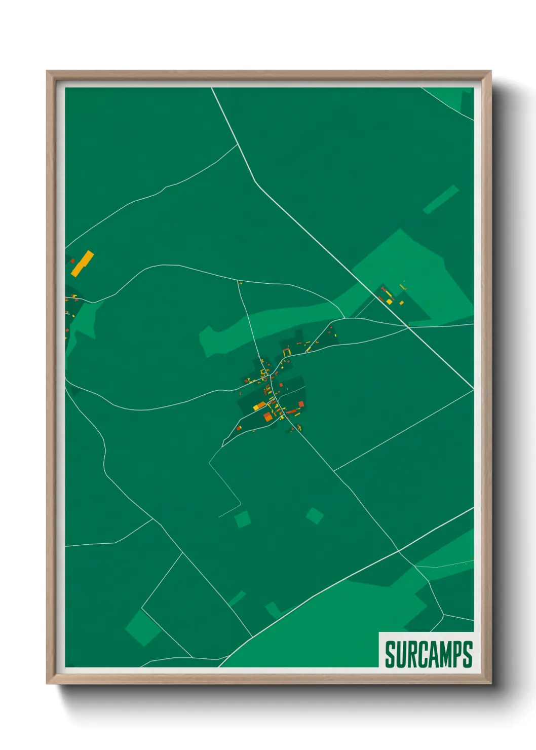 Une affiche de carte sur Surcamps