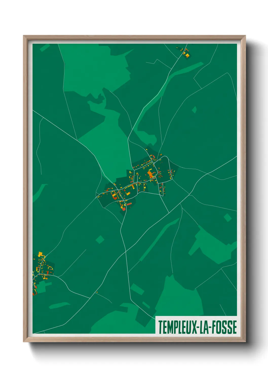 Une affiche de carte sur Templeux-la-Fosse