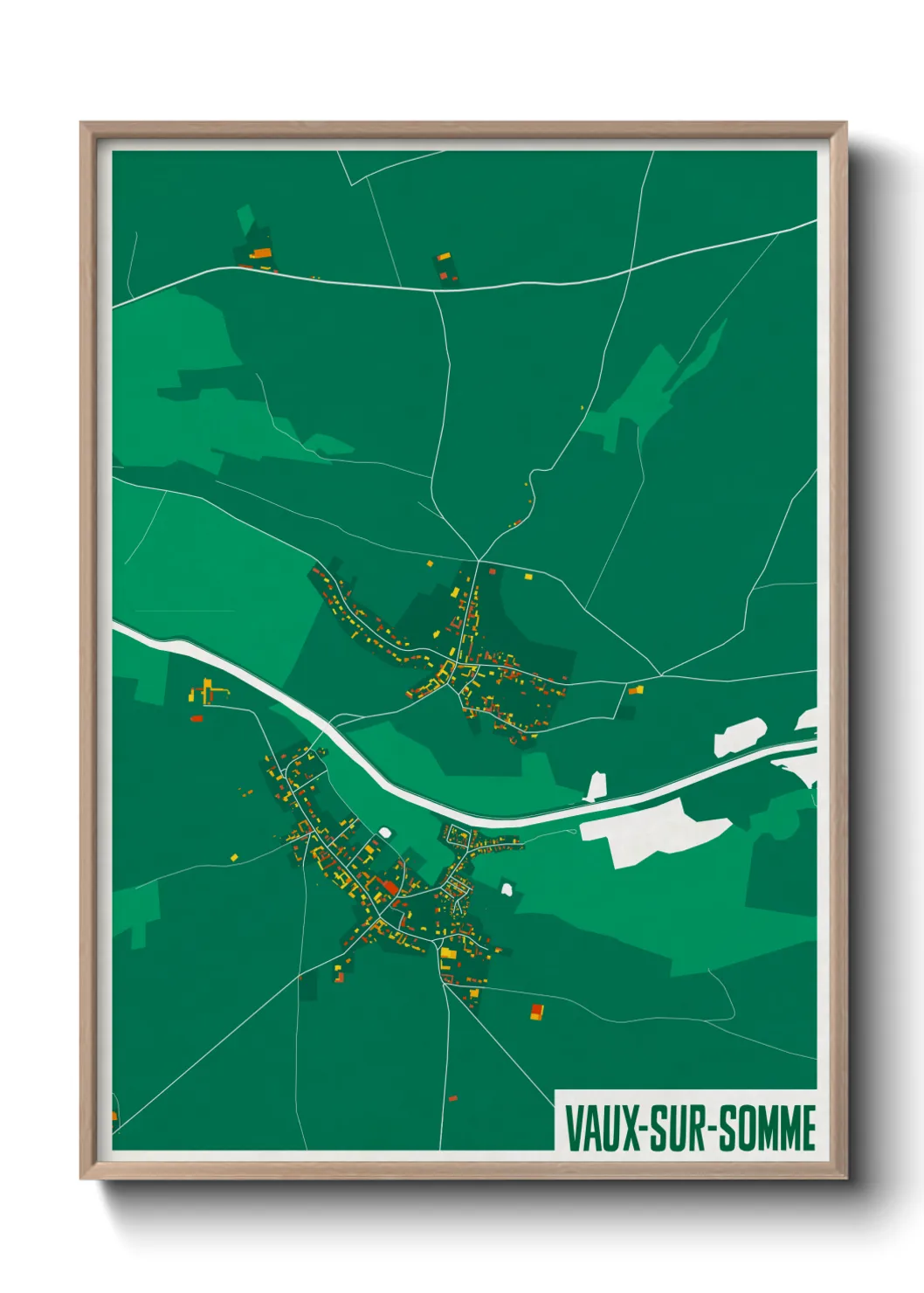 Une affiche de carte sur Vaux-sur-Somme