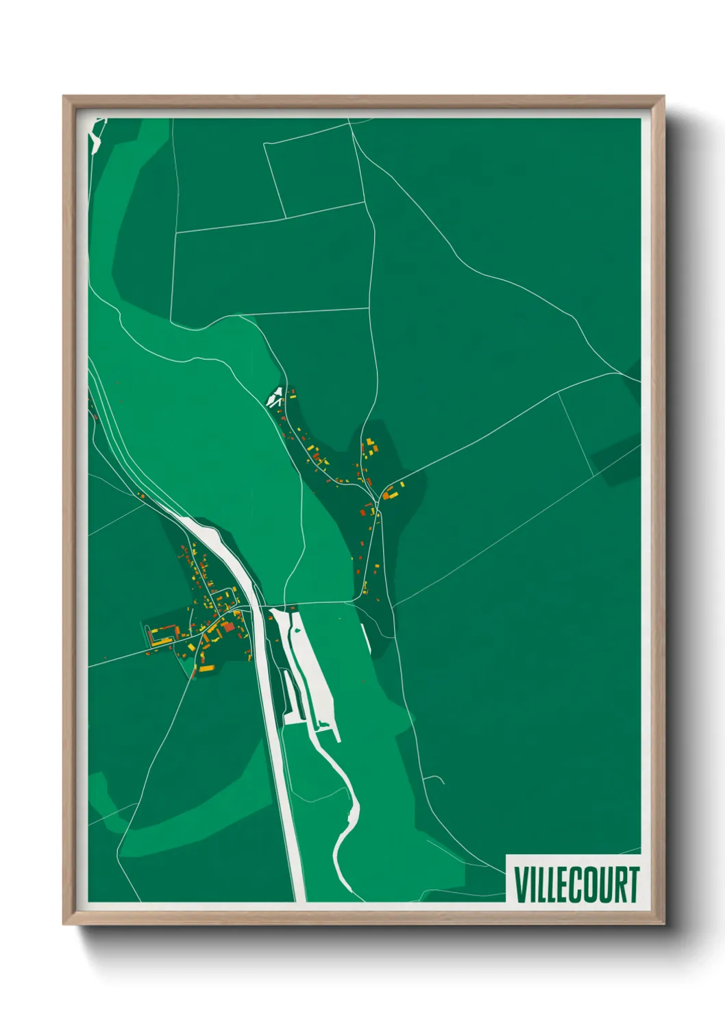 Une affiche de carte sur Villecourt