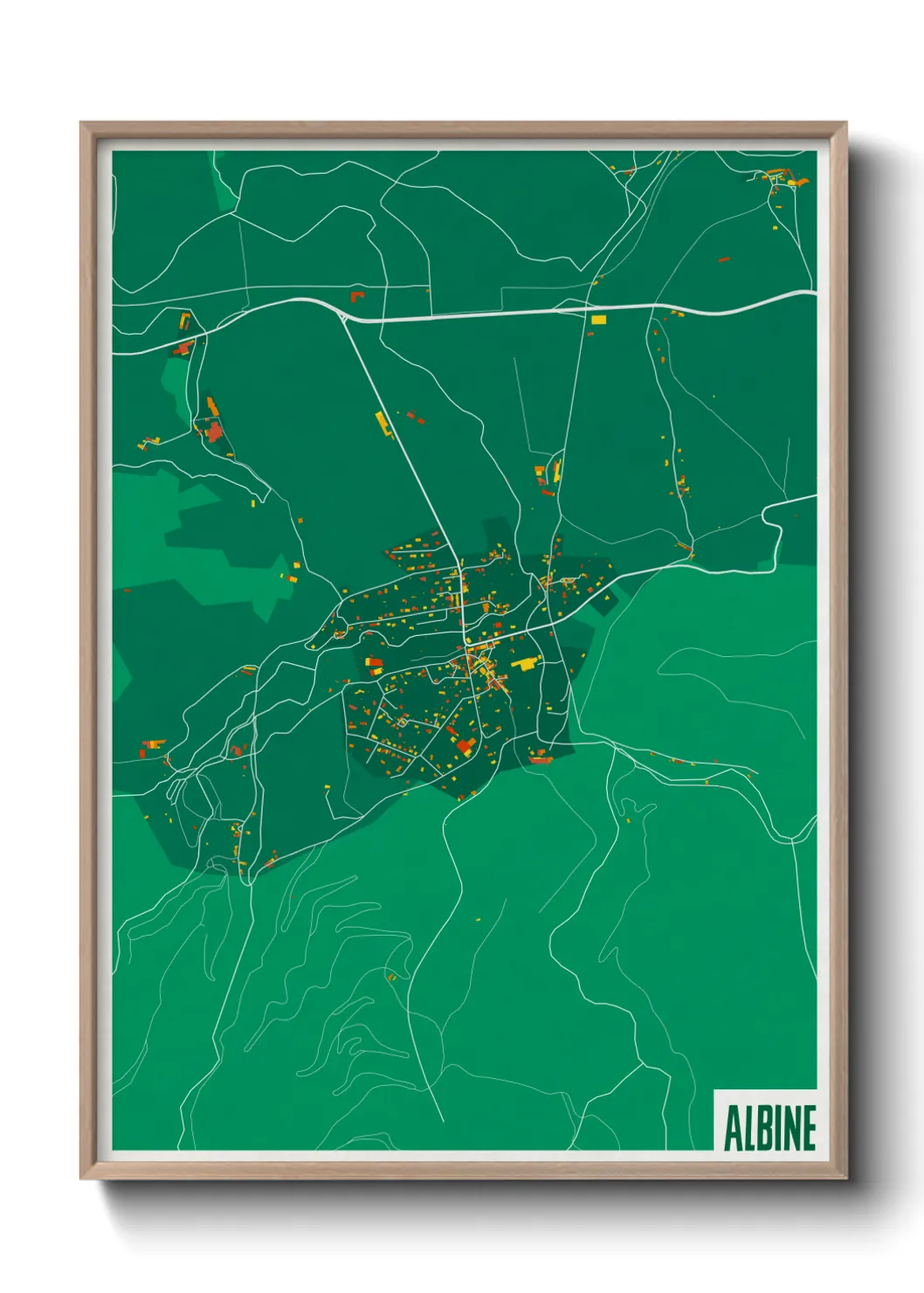 Une affiche de carte sur Albine