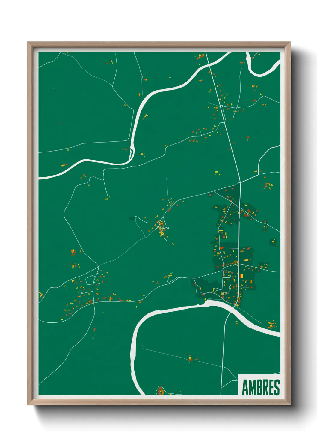 Une affiche de carte sur Ambres