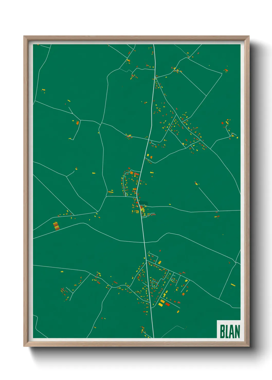 Une affiche de carte sur Blan