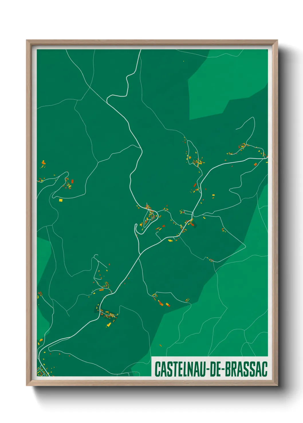 Une affiche de carte sur Castelnau-de-Brassac
